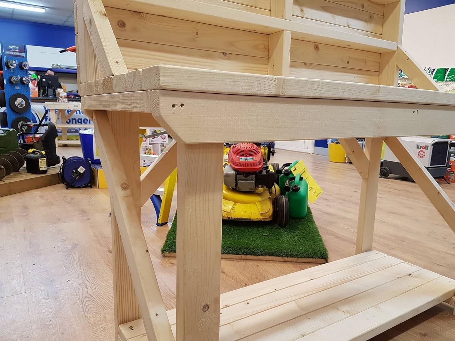 4ft Heavy Duty Wooden Workbench with Back Panel – Solid Timber Work Table