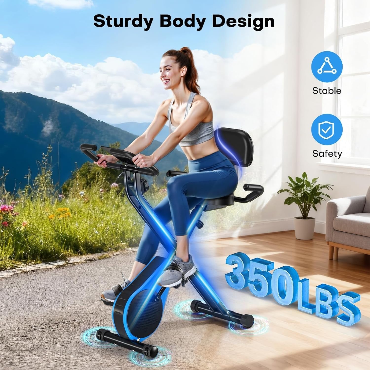Foldable Exercise Bike 16-Level Magnetic Resistance Quiet Adjustable Fitness