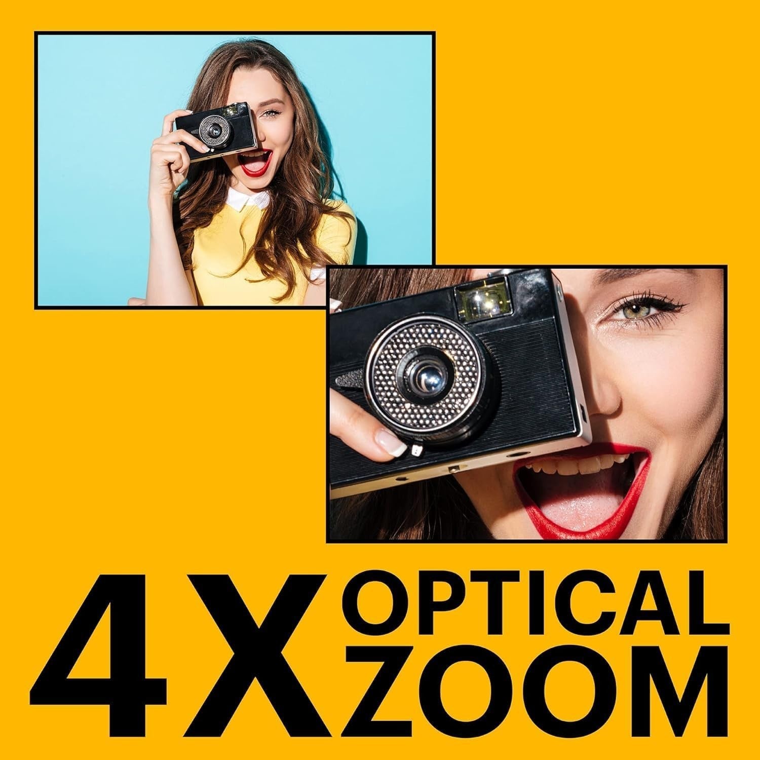 16MP Compact Digital Camera 4X Optical Zoom HD Video Red Camera