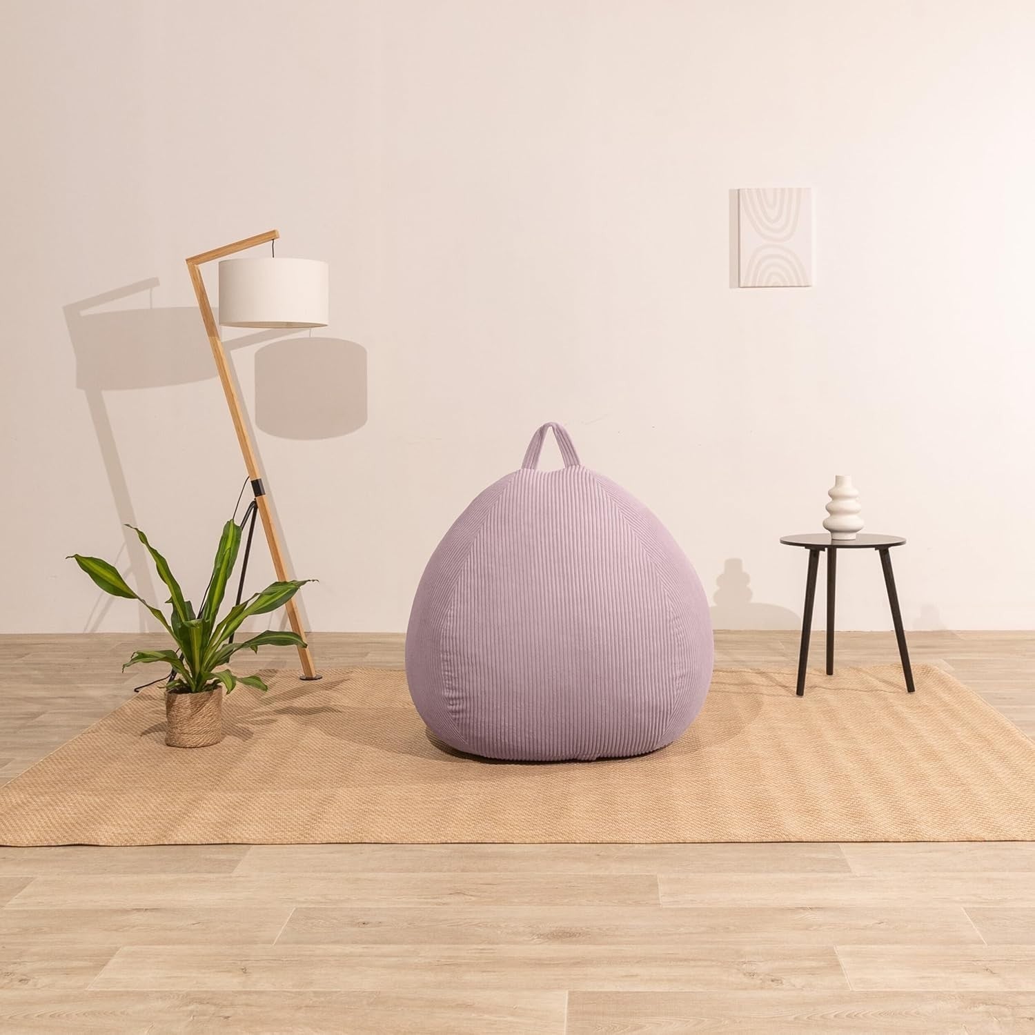 Corduroy Bean Bag Chair with Foam Filling Portable Removable Washable Cover