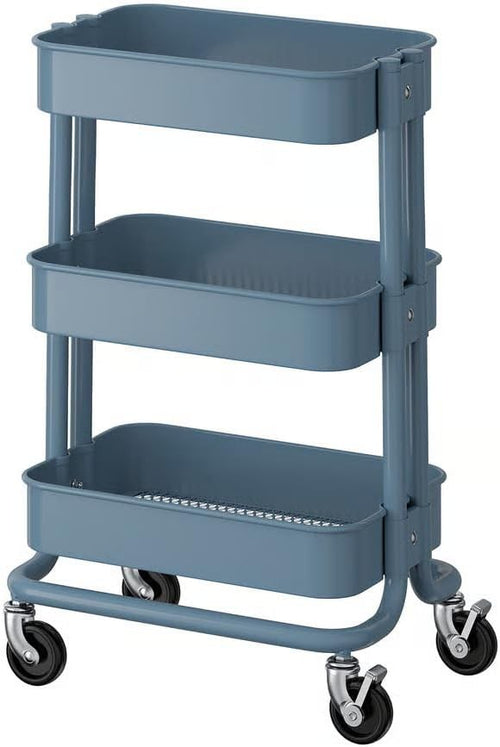 3 Tier Metal Utility Trolley Cart on Wheels Kitchen Bathroom Storage