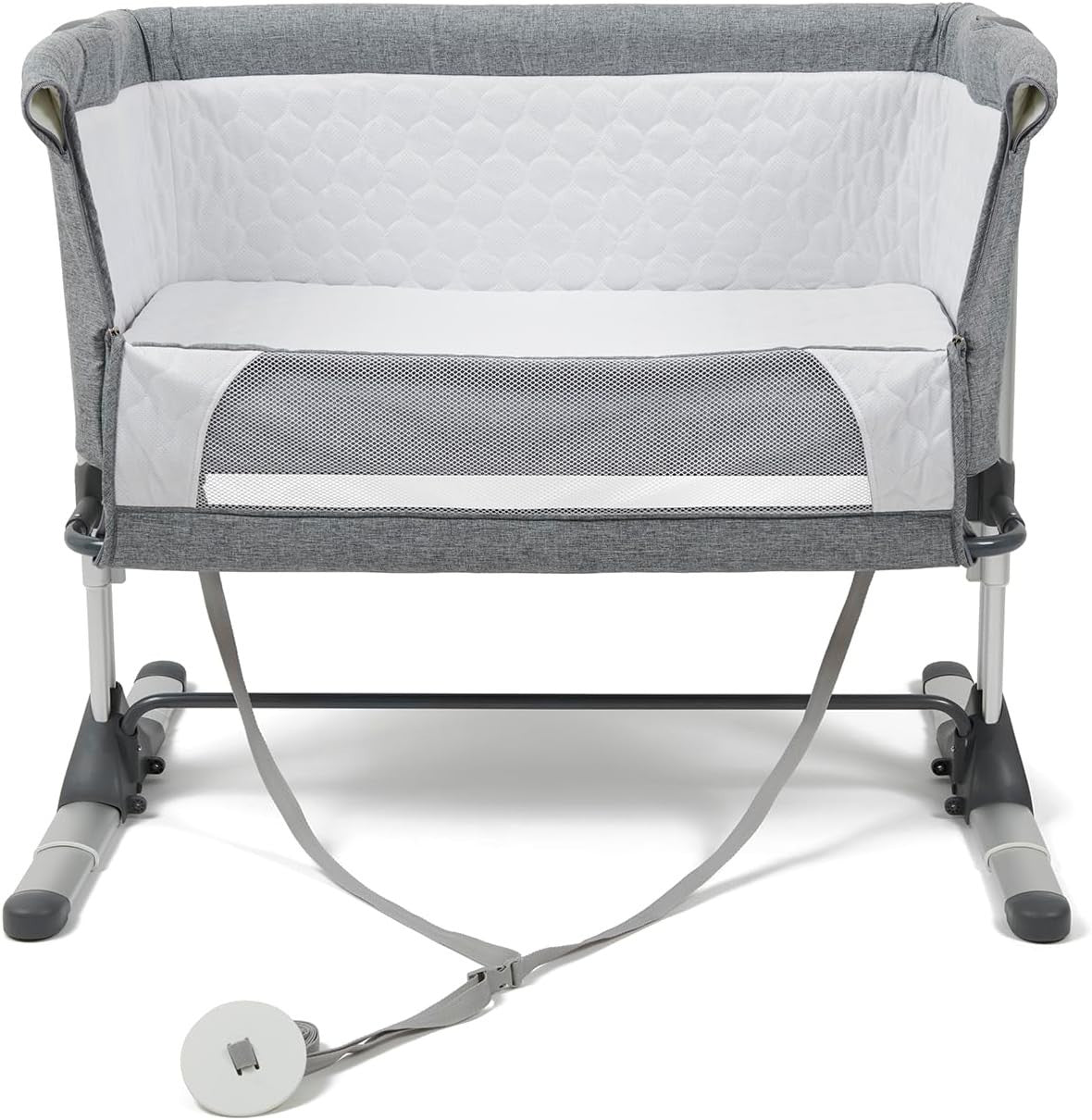 Bedside Baby Co-Sleeper Cot Adjustable Height Crib with Mattress Grey