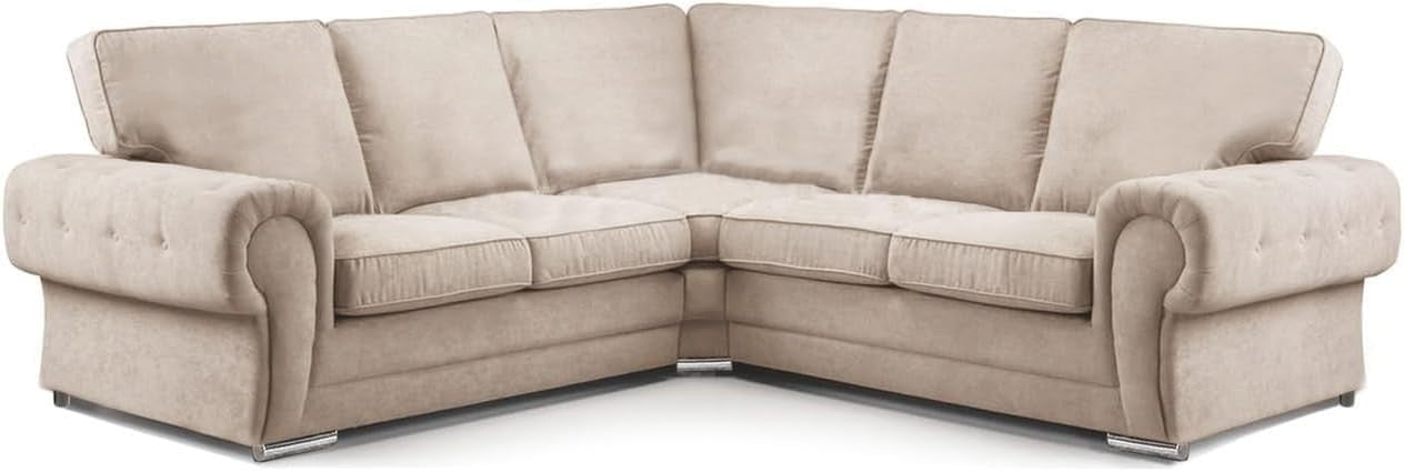 Verona Chesterfield Corner Sofa – Mink Suede 2C2 5 Seater Settee Suite