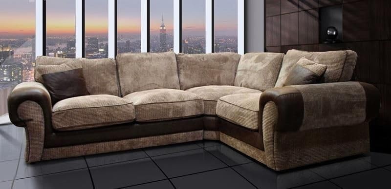 Kingsize 5-Seater L-Shape Corner Sofa Brown Mocha Fabric with Swivel Comfort