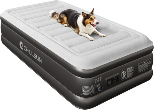 Single Inflatable Air Bed Built-In Electric Pump Raised Guest Grey Mattress