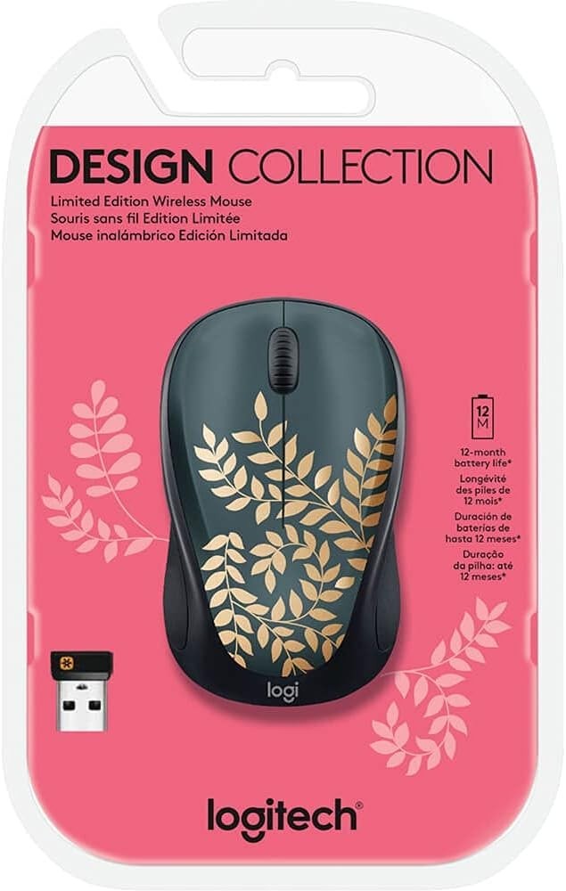 Wireless Compact Mouse 10m Range 12-Month Battery USB Optical