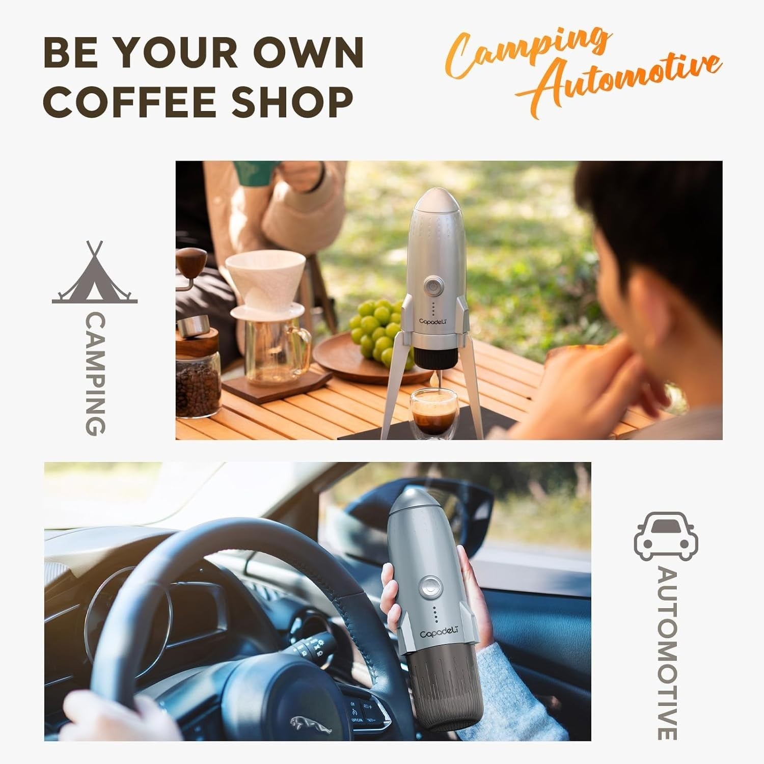 3-in-1 Portable Espresso Maker 19Bar Travel Coffee Machine USB-C Heated Brewer