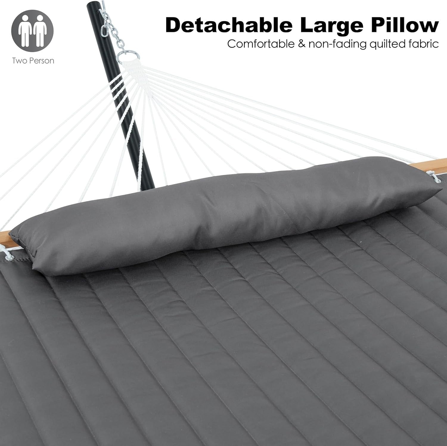 2 Person Outdoor Hammock with Stand, 12ft Heavy-Duty Frame, 475lbs Max