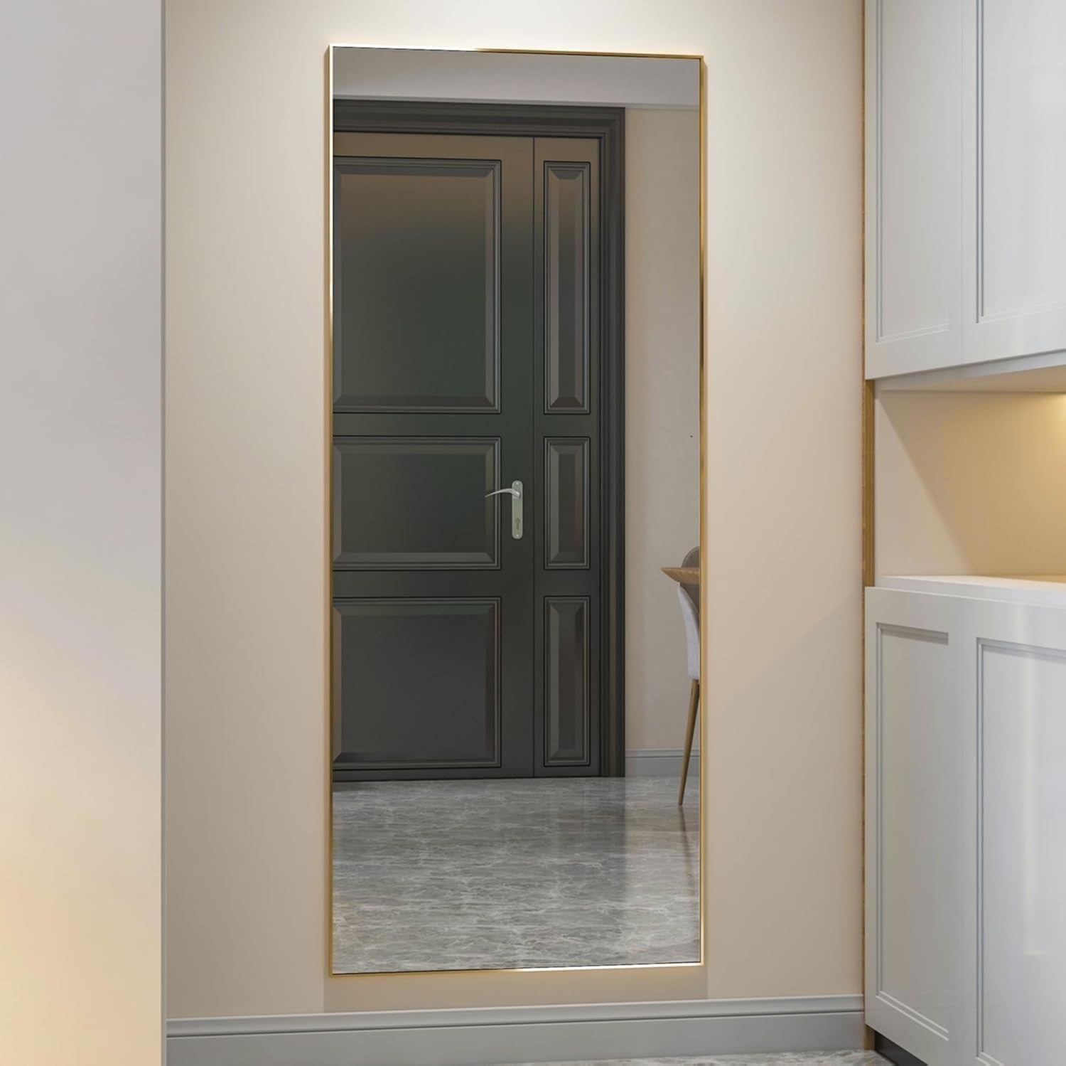 Large Gold Full Length Floor Mirror 165x60cm, Stable Aluminum Frame, Shatterproo