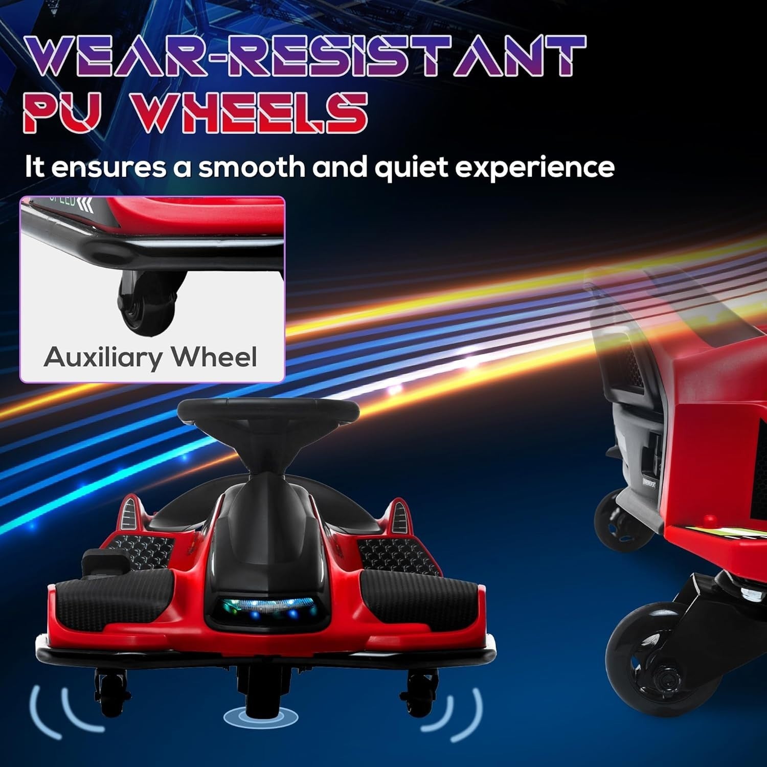12V Electric Drift Go Kart Kids Ride On Car LED Lights Music 50kg Red