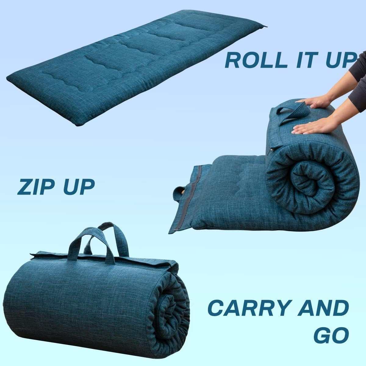 Foldable Futon Mattress Single Foam Pad Bed Guest Floor Roll Waterproof