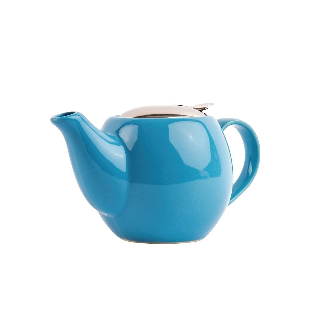 Blue Stoneware Teapot 510ml Tea Pot with Infuser Metal Lid Filter