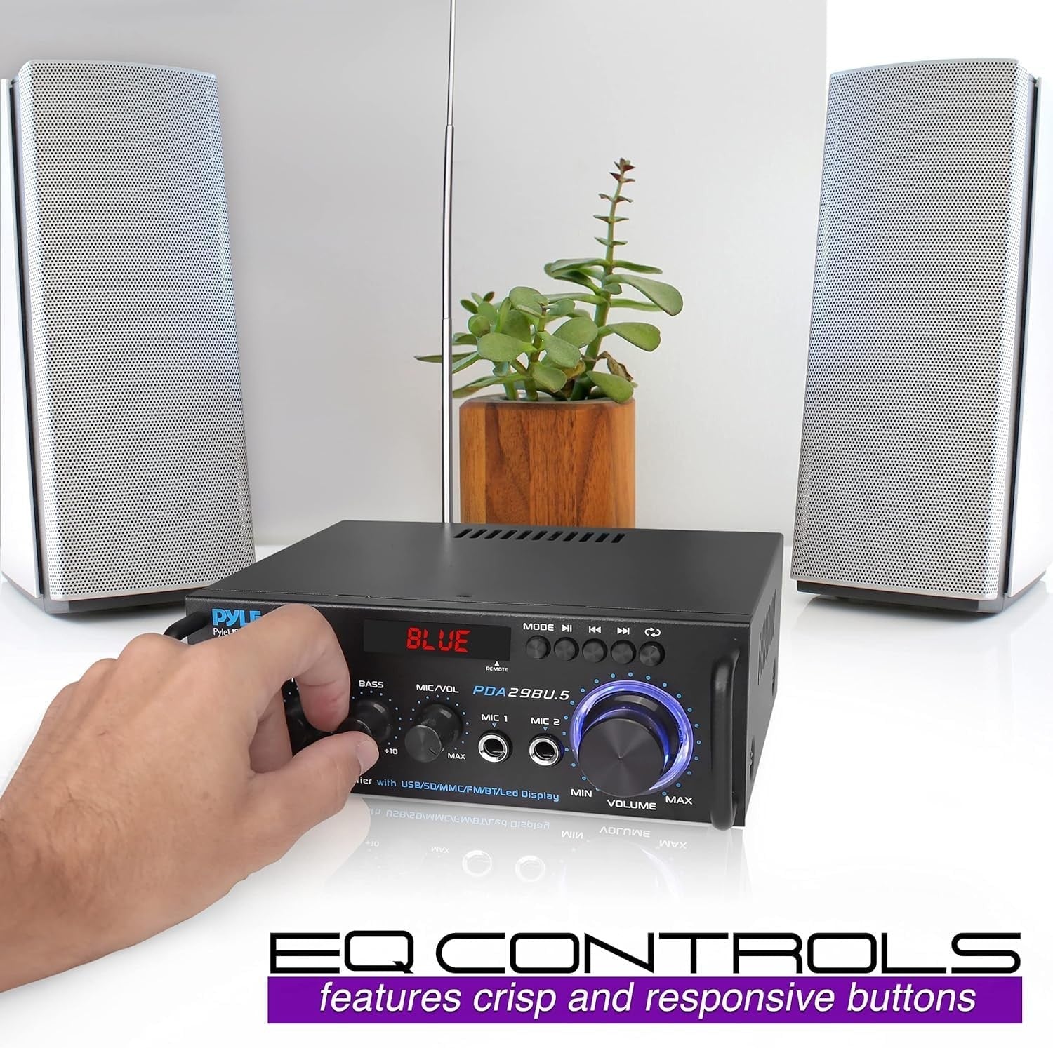 200W Bluetooth Stereo Amplifier Dual Channel HiFi Receiver USB FM