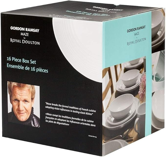 12pc White Stoneware Dinner Set Plates Bowls Modern Minimal Service for 4