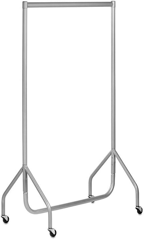 Heavy Duty Clothes Rail 3ft Steel Silver, 100kg Load, Free Standing with Wheels