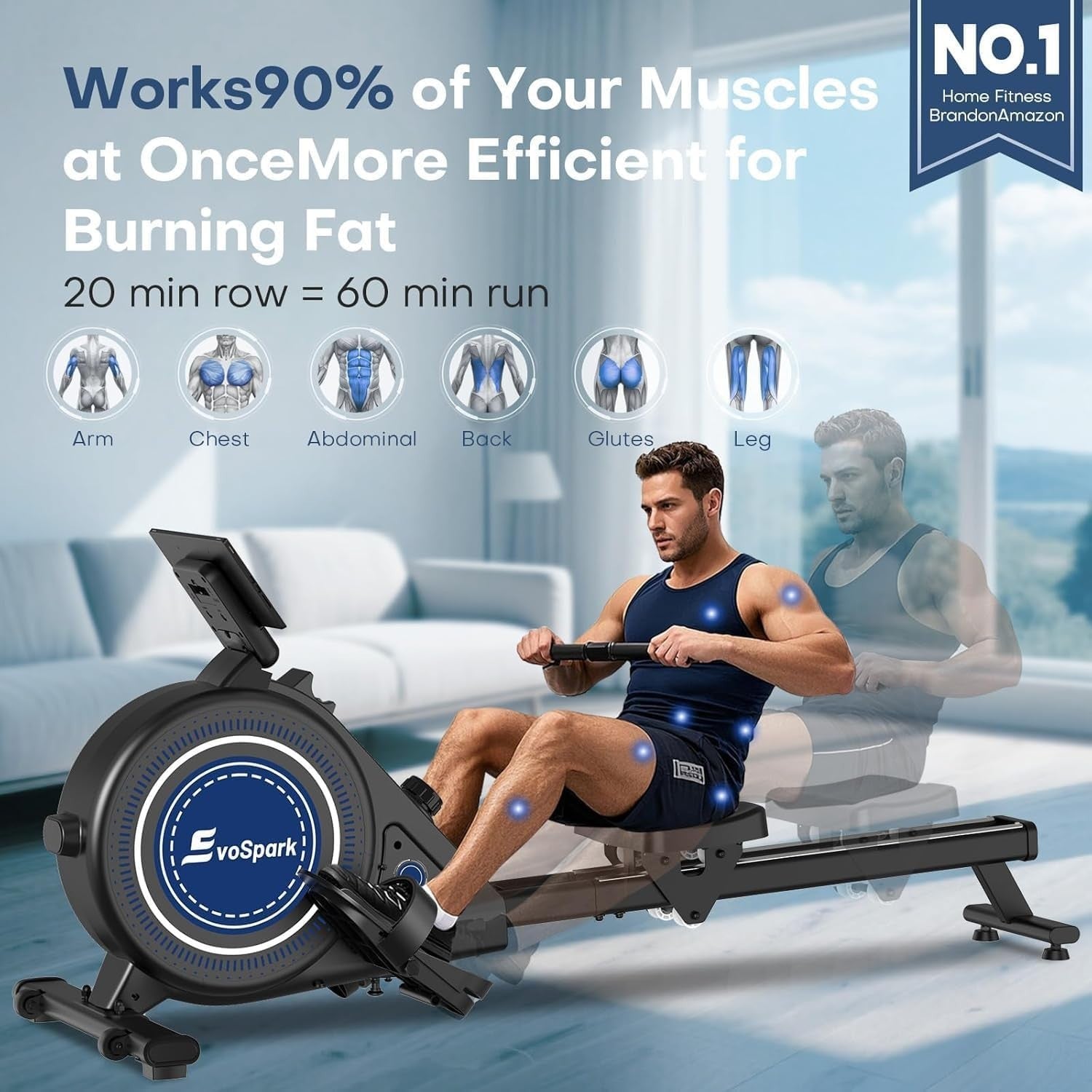 Magnetic Rowing Machine Foldable Home Rower 16 Resistance 350LB