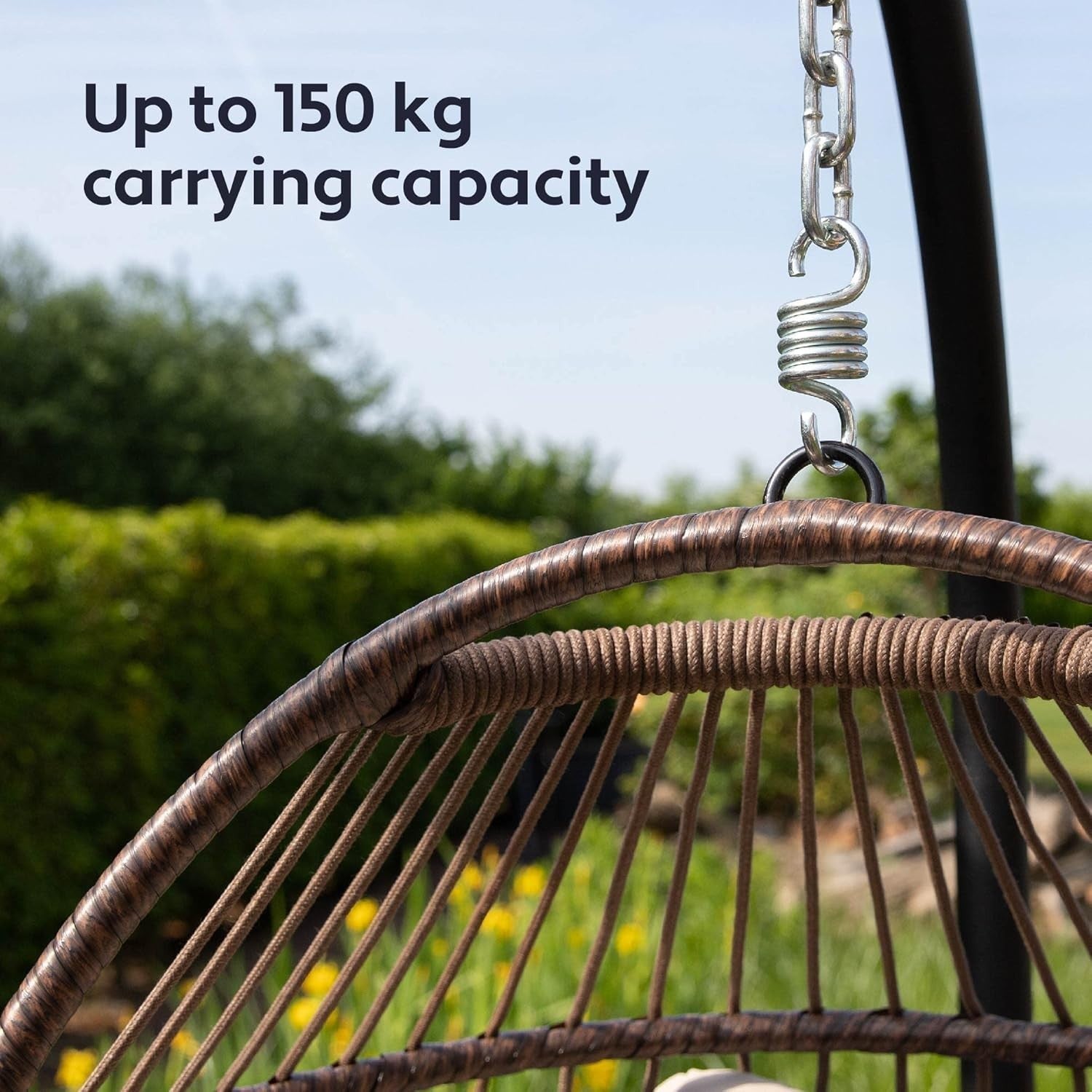 Foldable Hanging Egg Chair with Cushion for Garden Patio 150kg