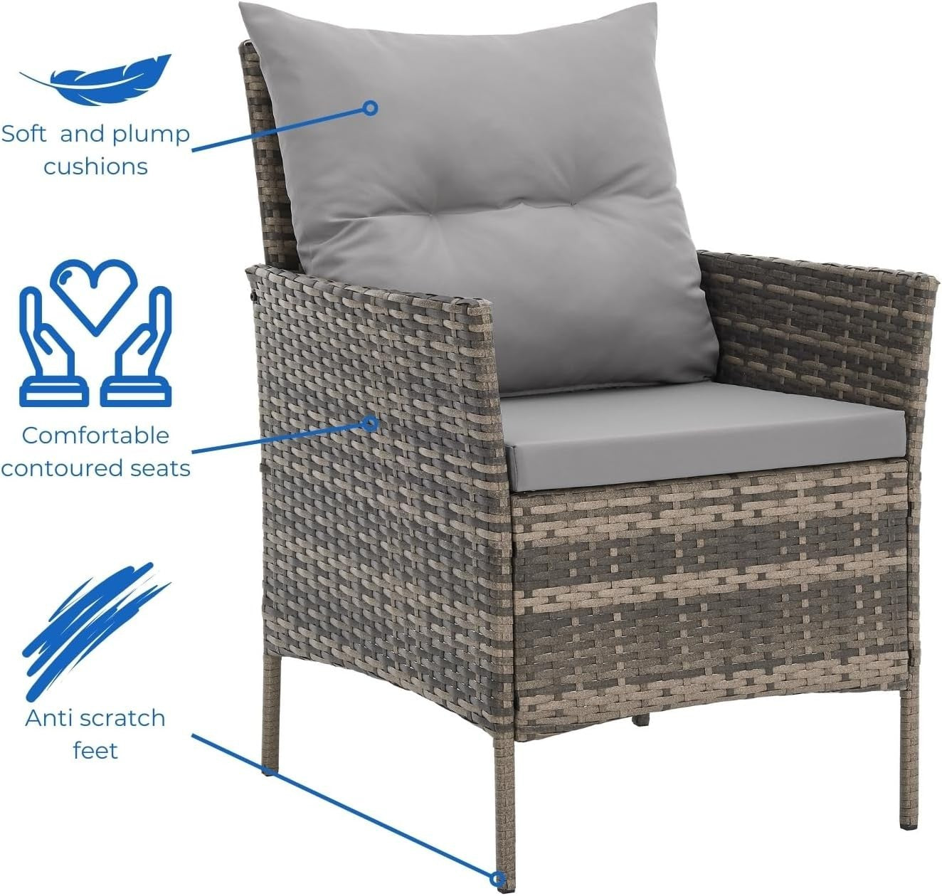 Rattan Garden Sofa Set 4 Seater Outdoor Furniture Lounge with Cushions