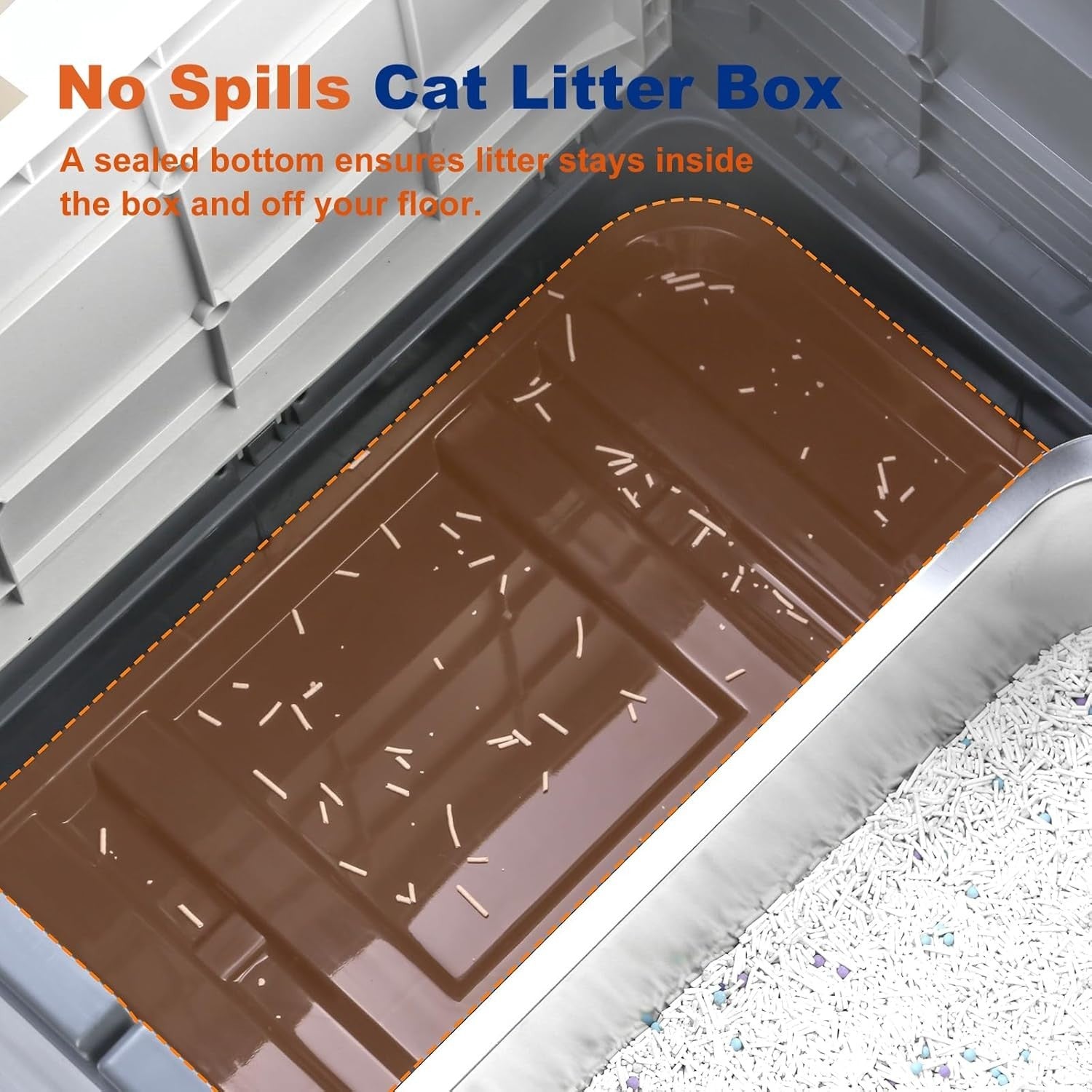 Stainless Steel Cat Litter Box Covered Drawer Top Entry Anti Leak Tray