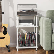 White 3-Tier Slim Side Table with Storage Shelf – Bedside End Table
