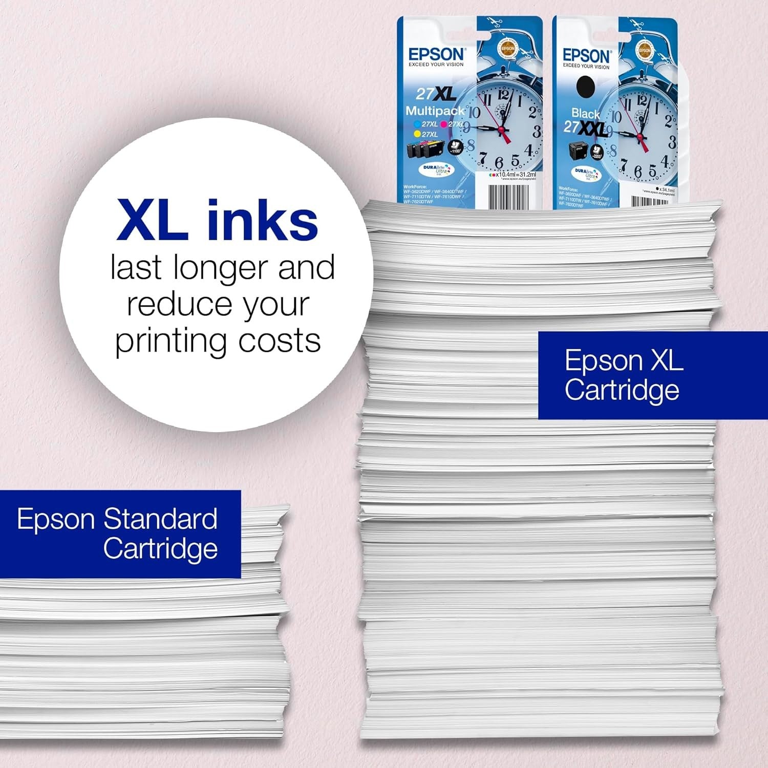 XL Black Ink Cartridge High Yield Printer Ink 27XL Sharp Text Prints
