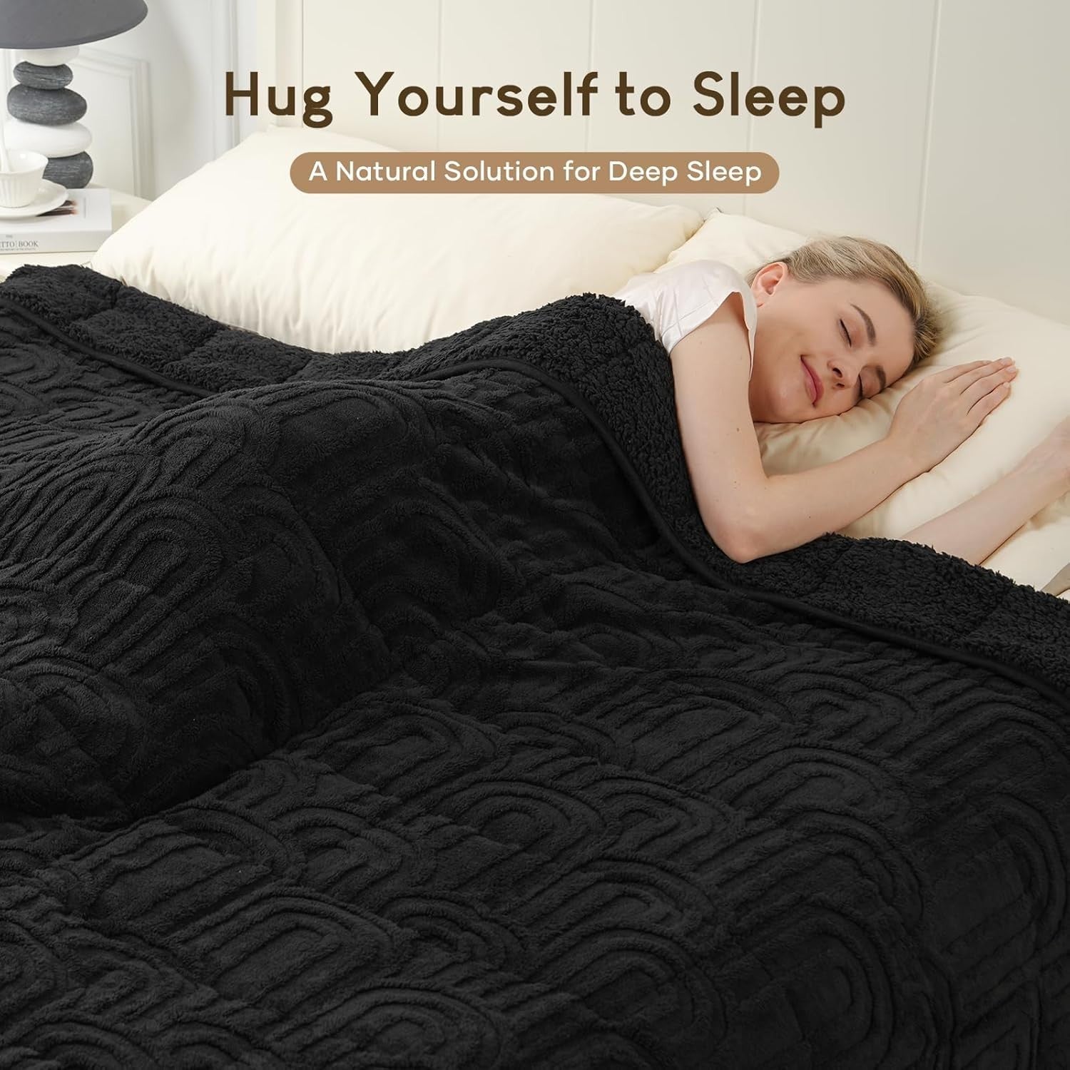 Luxury Sherpa Weighted Blanket 20lb Deep Pressure Soft Warm Fuzzy 60x80 Black