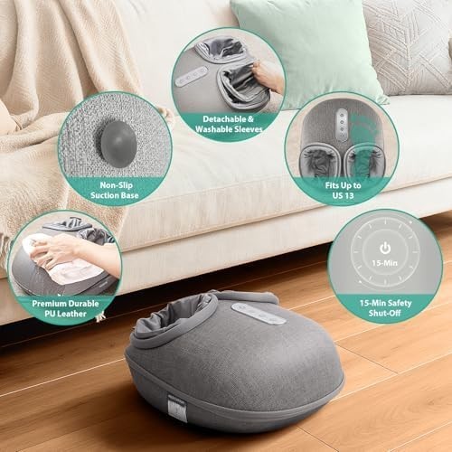 Foot Massager with Heat & Deep Kneading, Adjustable Intensity for Pain Relief