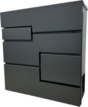 Modern Grey Wall Mounted Post Box Lockable Waterproof Mailbox Secure Durable