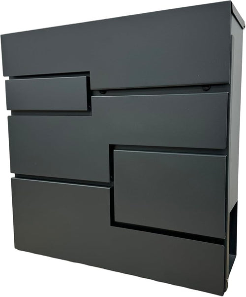 Modern Grey Wall Mounted Post Box Lockable Waterproof Mailbox Secure Durable