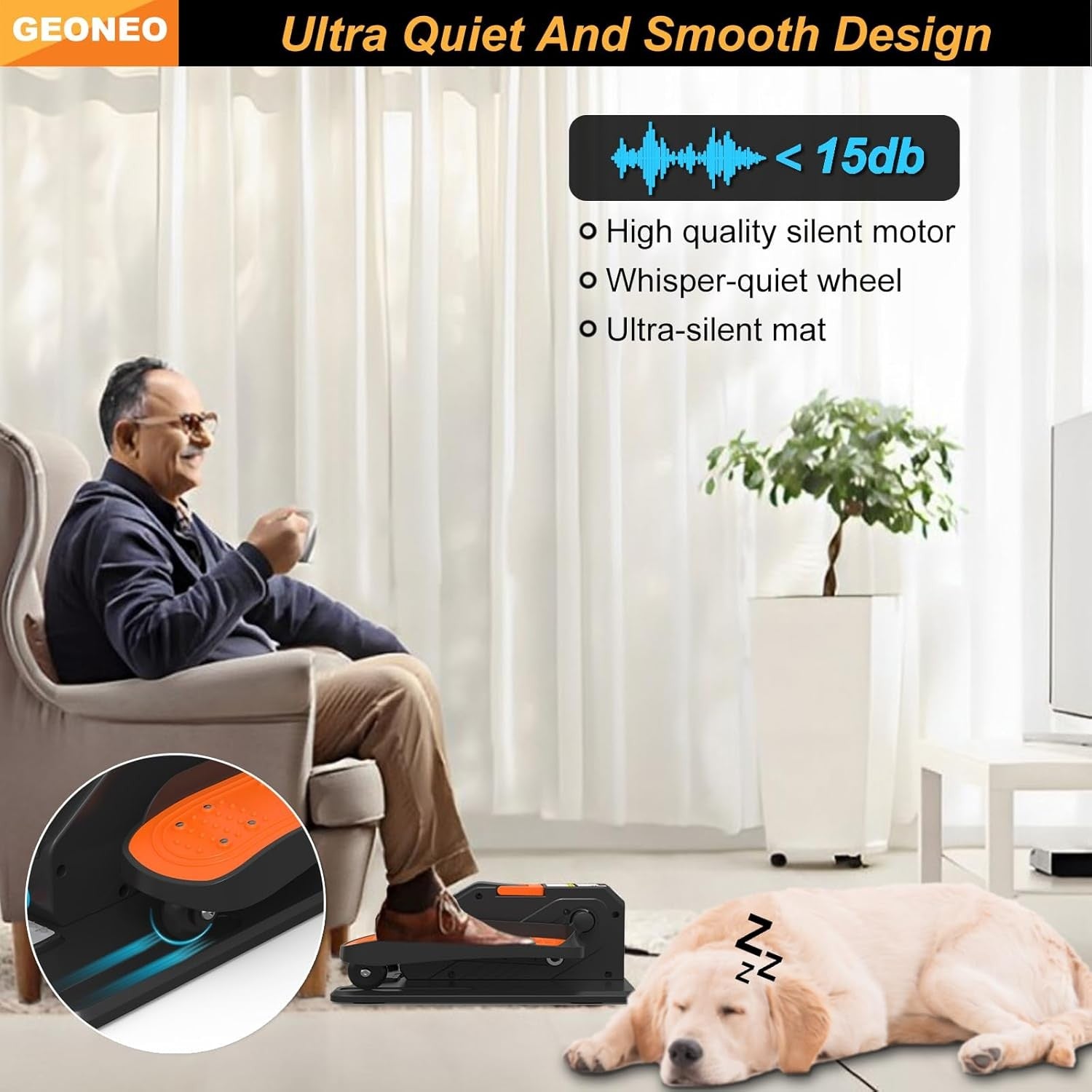Under Desk Electric Elliptical Pedal Exerciser Quiet Remote LED 12 Speed