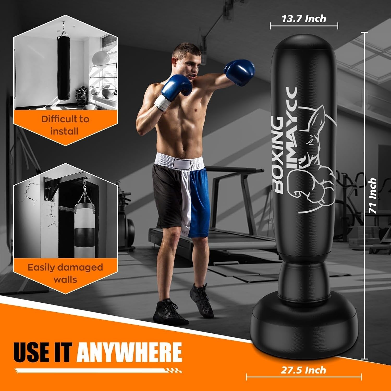 180cm Free Standing Inflatable Punching Bag MMA Kickboxing Training