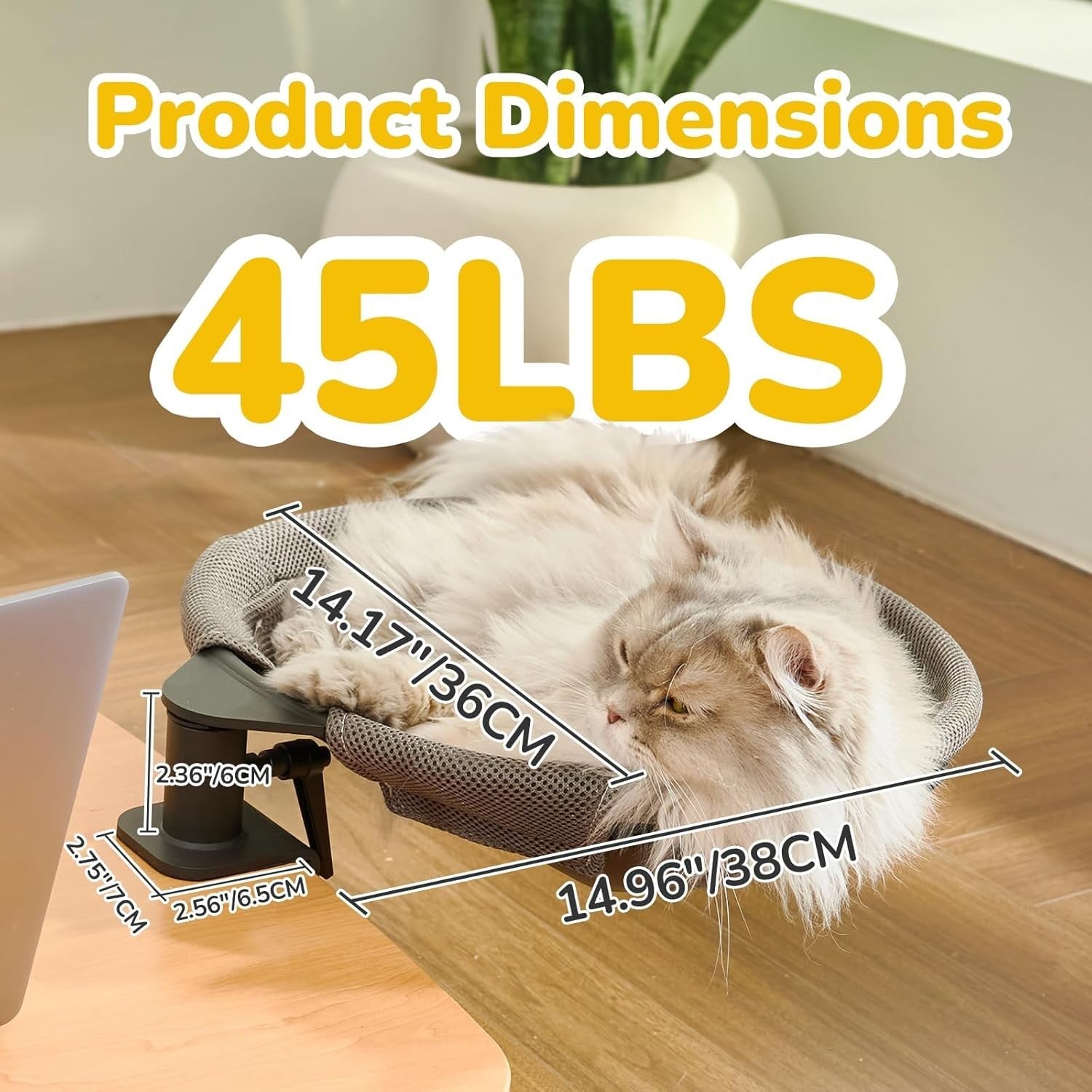 360 Rotating Desk Cat Bed Hanging Cat Hammock Washable Round Perch