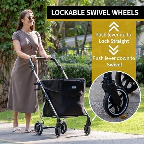 4 Wheel Shopping Trolley Folding Large 58L Swivel Wheels Lightweight