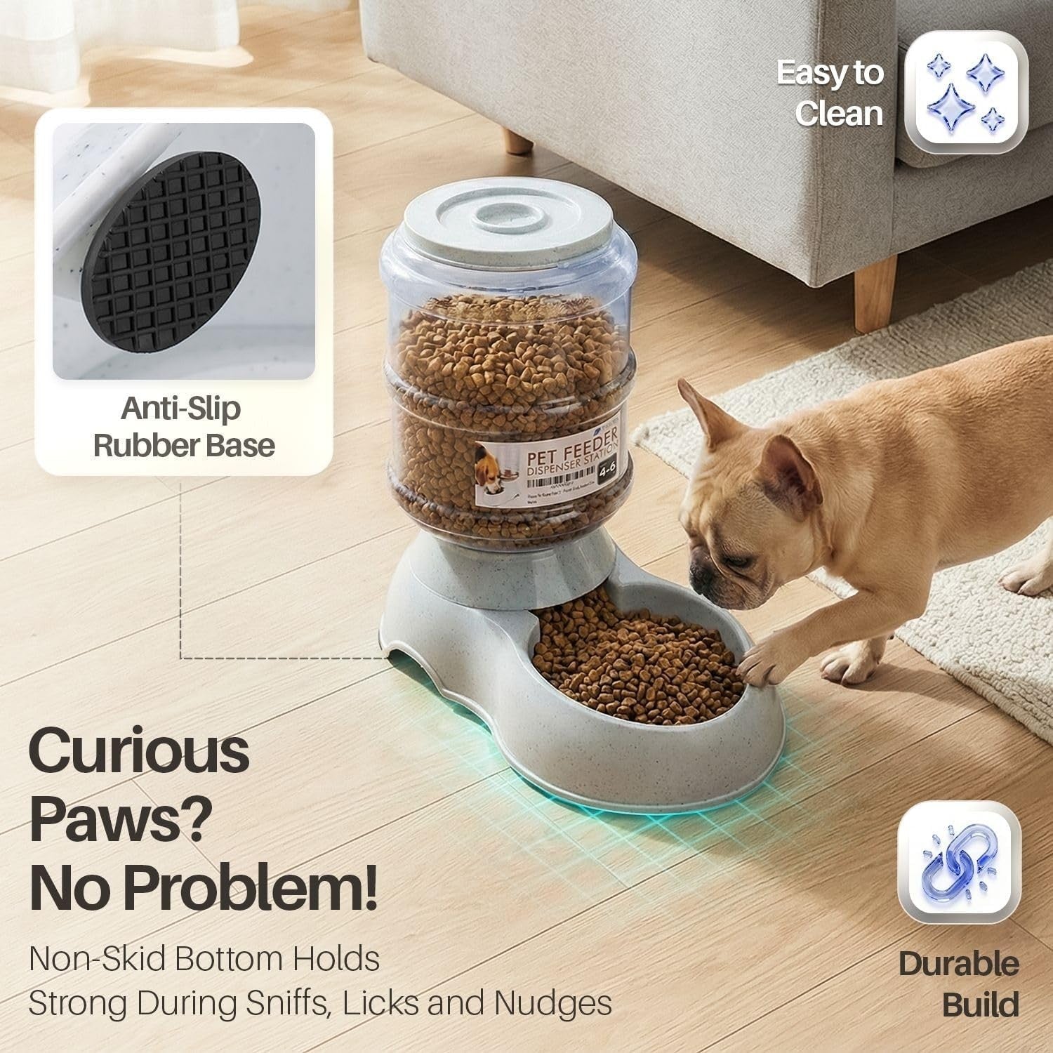 Gravity Pet Feeder Water Dispenser Set Auto Food Station for Cats Dogs