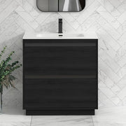 800mm Black Floor Standing Vanity Unit with Basin Sink 2 Drawer Bathroom Cabinet