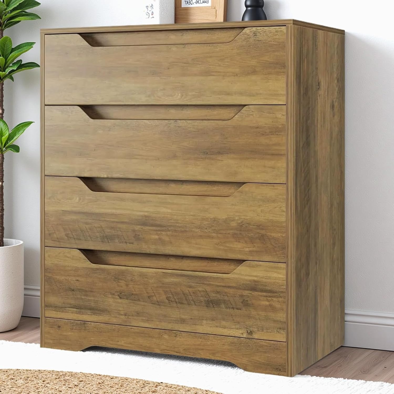Wooden 4 Drawer Chest Bedroom Storage Cabinet Retro Minimalist Dresser