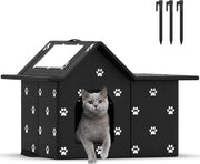 Waterproof Foldable Outdoor Cat House with Soft Mat– Winter Shelter 33x38x43cm