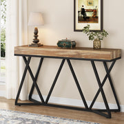 Stylish 55" Farmhouse Console Table with Metal Base – Sturdy & Versatile