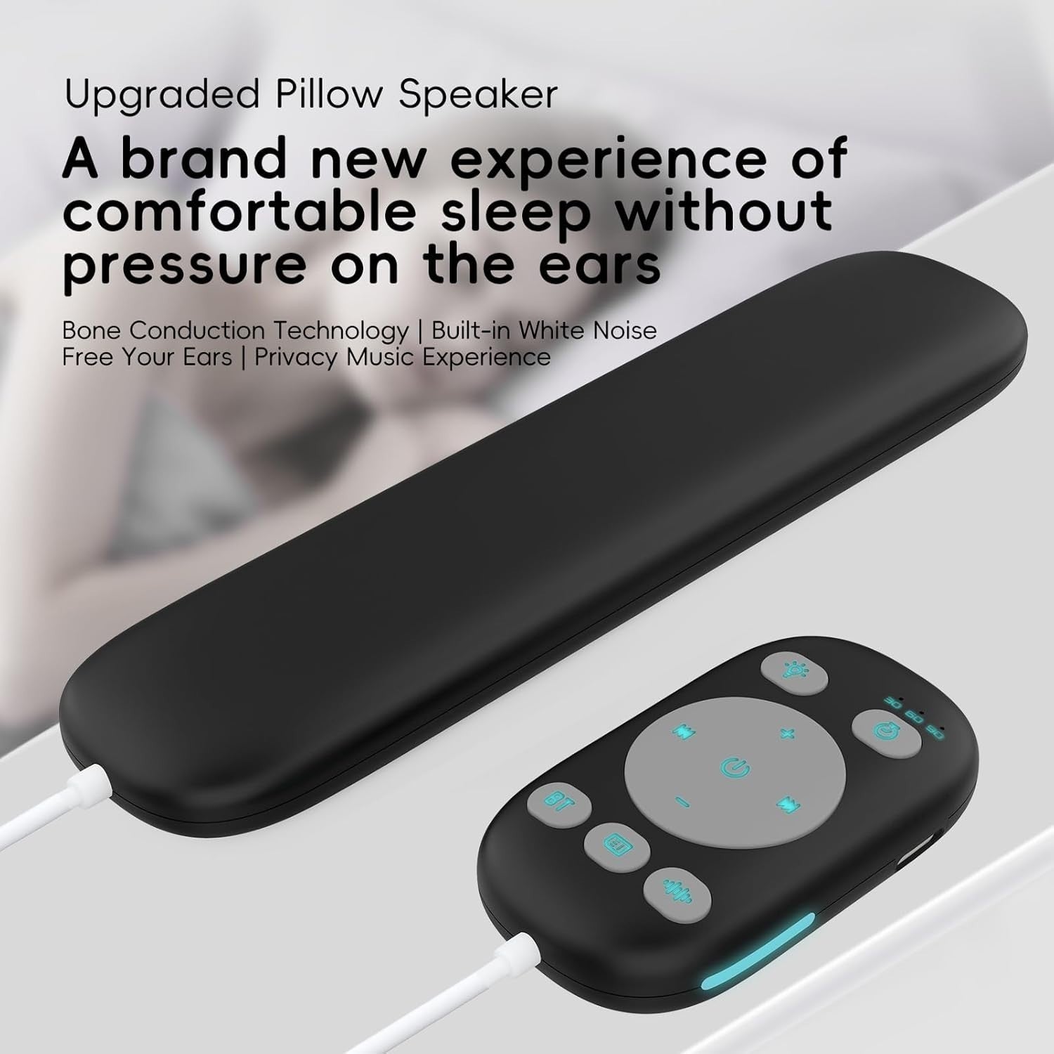 Bluetooth Bone Conduction Sleep Speaker with White Noise & Timer