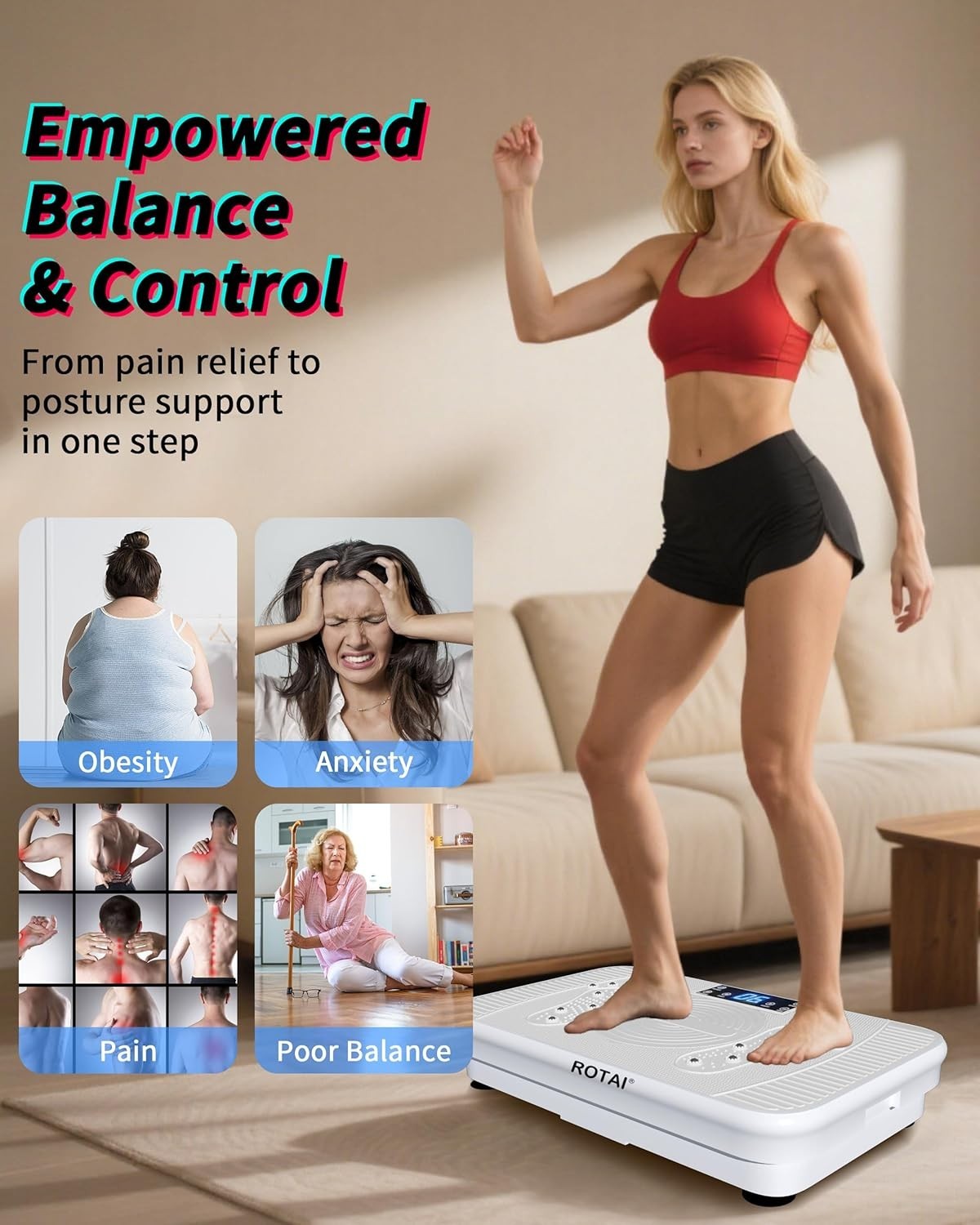 Low Impact Vibration Plate Lymphatic Drainage Home Toning 400lb