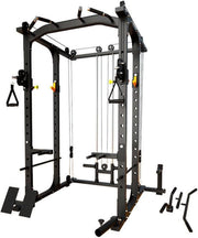 Power Cage Squat Rack Cable Crossover Dual Pulley Home Gym