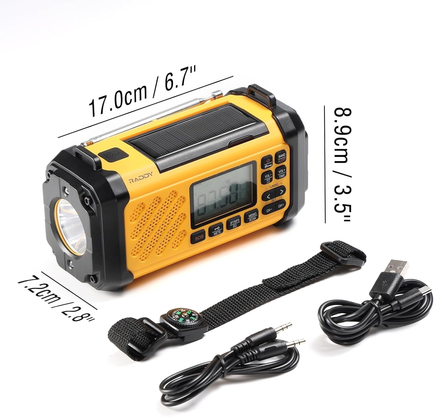 10,000mAh Emergency Hand Crank Radio NOAA Weather Alert Flashlight