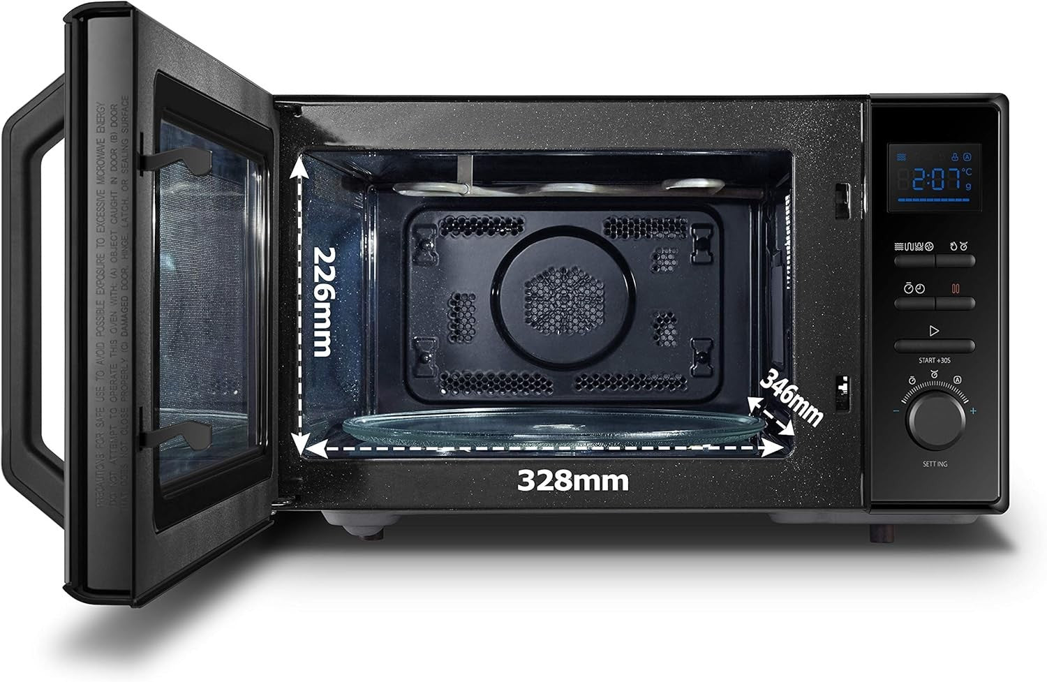 25L Microwave Oven 950W Convection Grill Easy-Clean Black