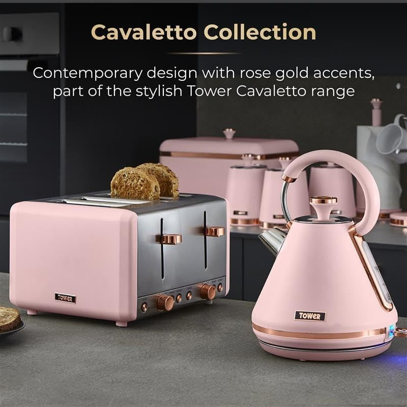 3000W Fast Boil Pink Kettle 1.7L Retro Pyramid Cordless Matte Finish