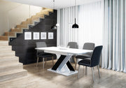 Extendable Dining Table High Gloss 6 Seater 180cm White Black Foldable