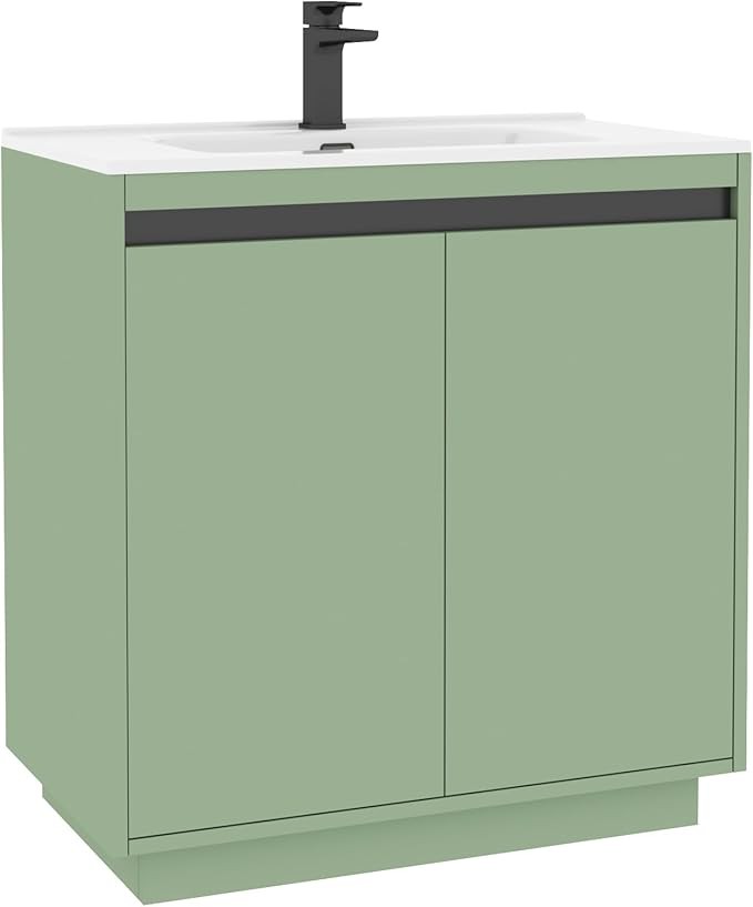800mm Mint Green Floor Standing Vanity Unit with Basin Sink 2 Door Cabinet