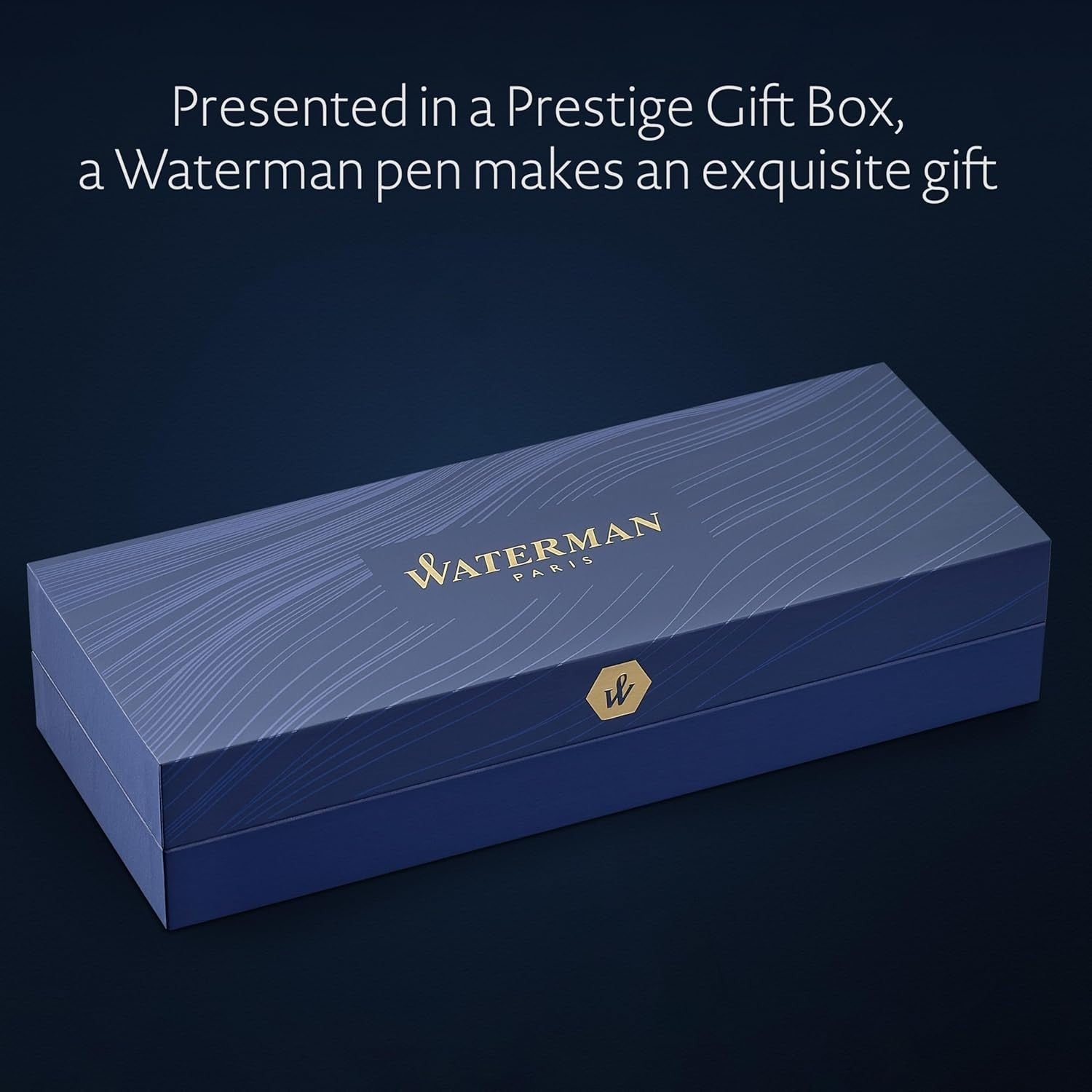 Black & Gold Fountain Pen Wide Nib Blue Ink Luxury Gift Box
