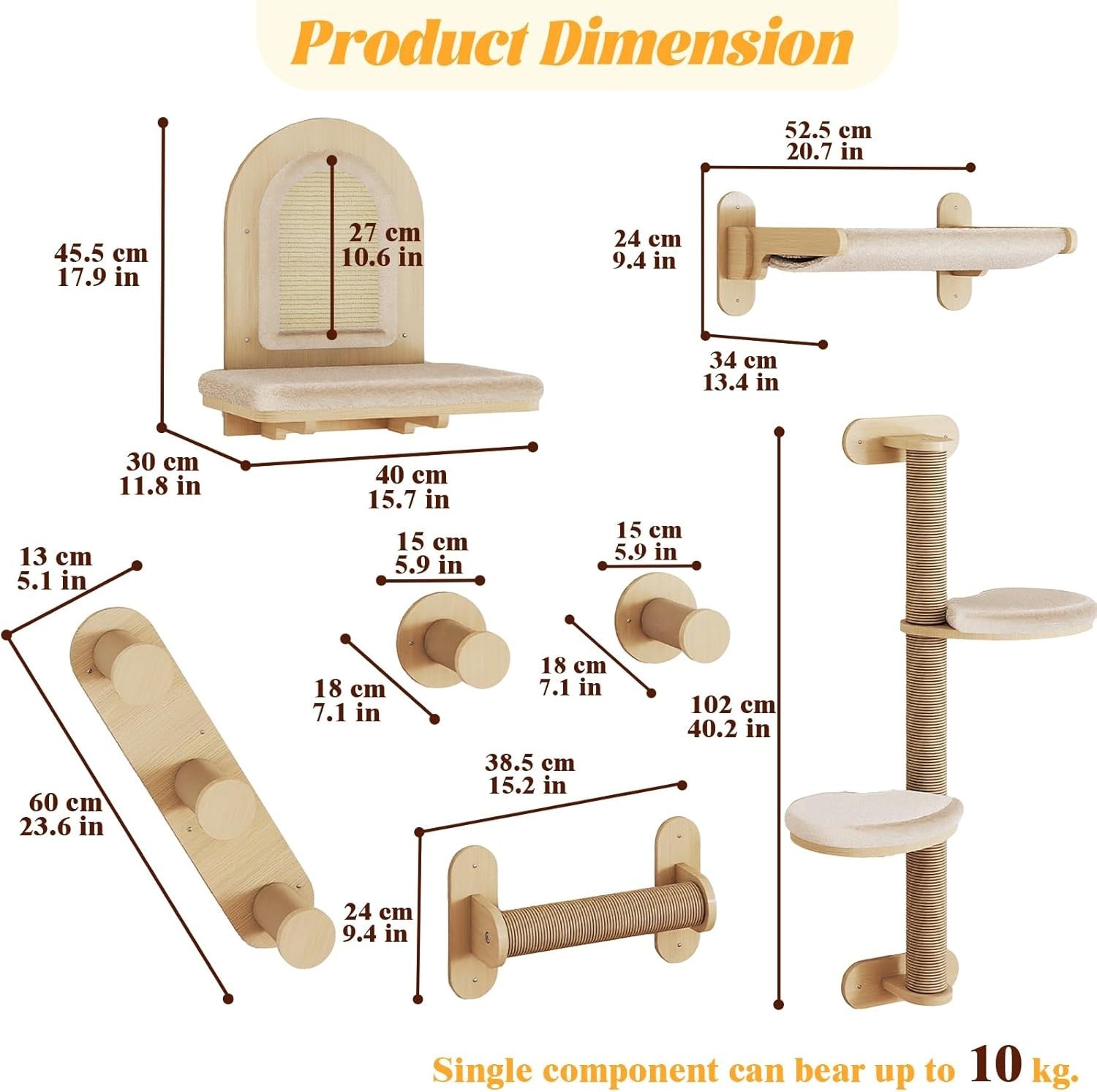 Cat Wall Shelves Climbing Set Solid Wood Multi Level Scratching Platforms