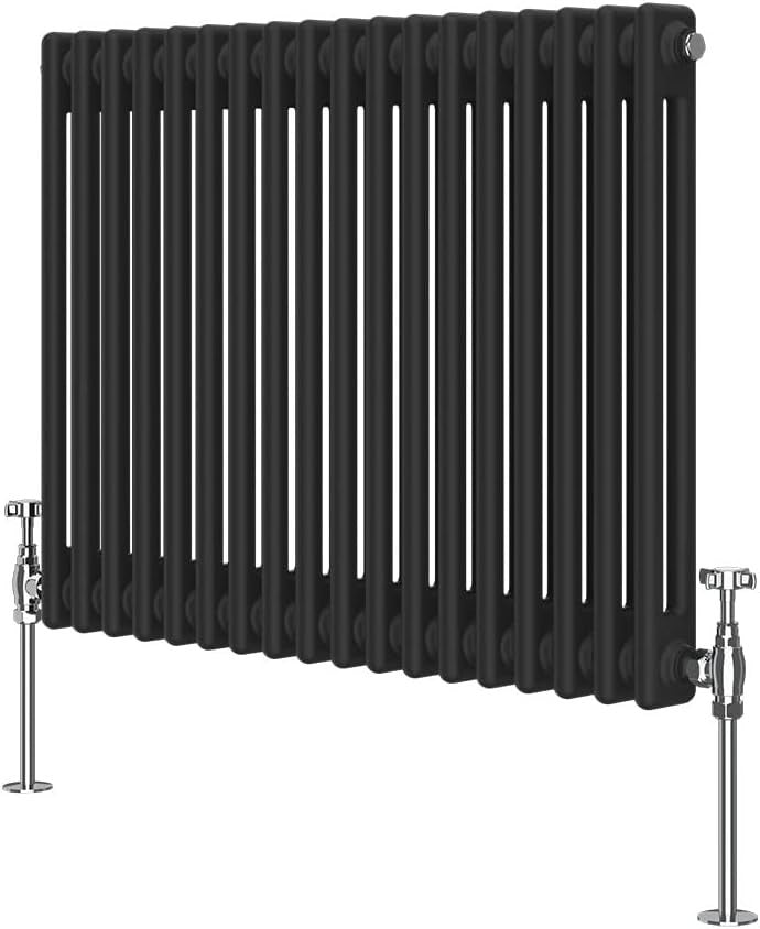 Horizontal Cast Iron Radiator 600x830mm Double Panel Black Heating