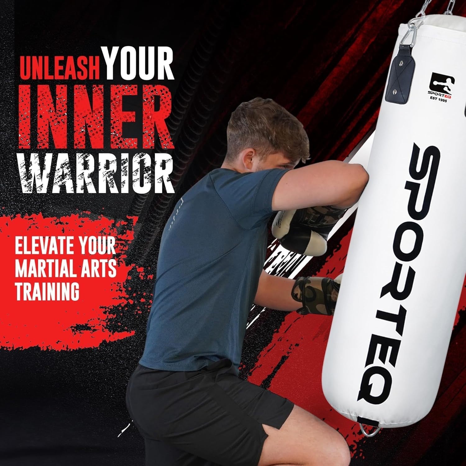 Heavy Filled Boxing Punch Bag 4FT White MMA Kickboxing Training